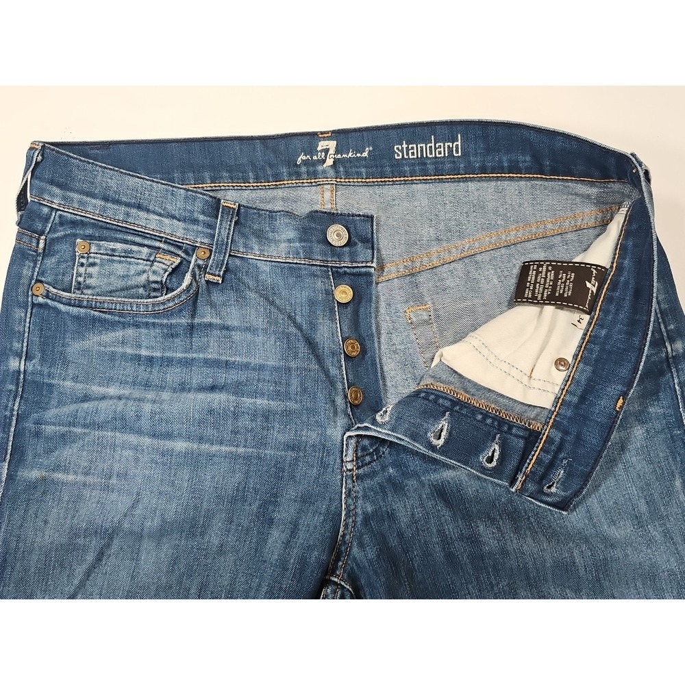 7 For All Mankind Men's Jeans 34 Standard Fit Button Fly‎ Denim Premium